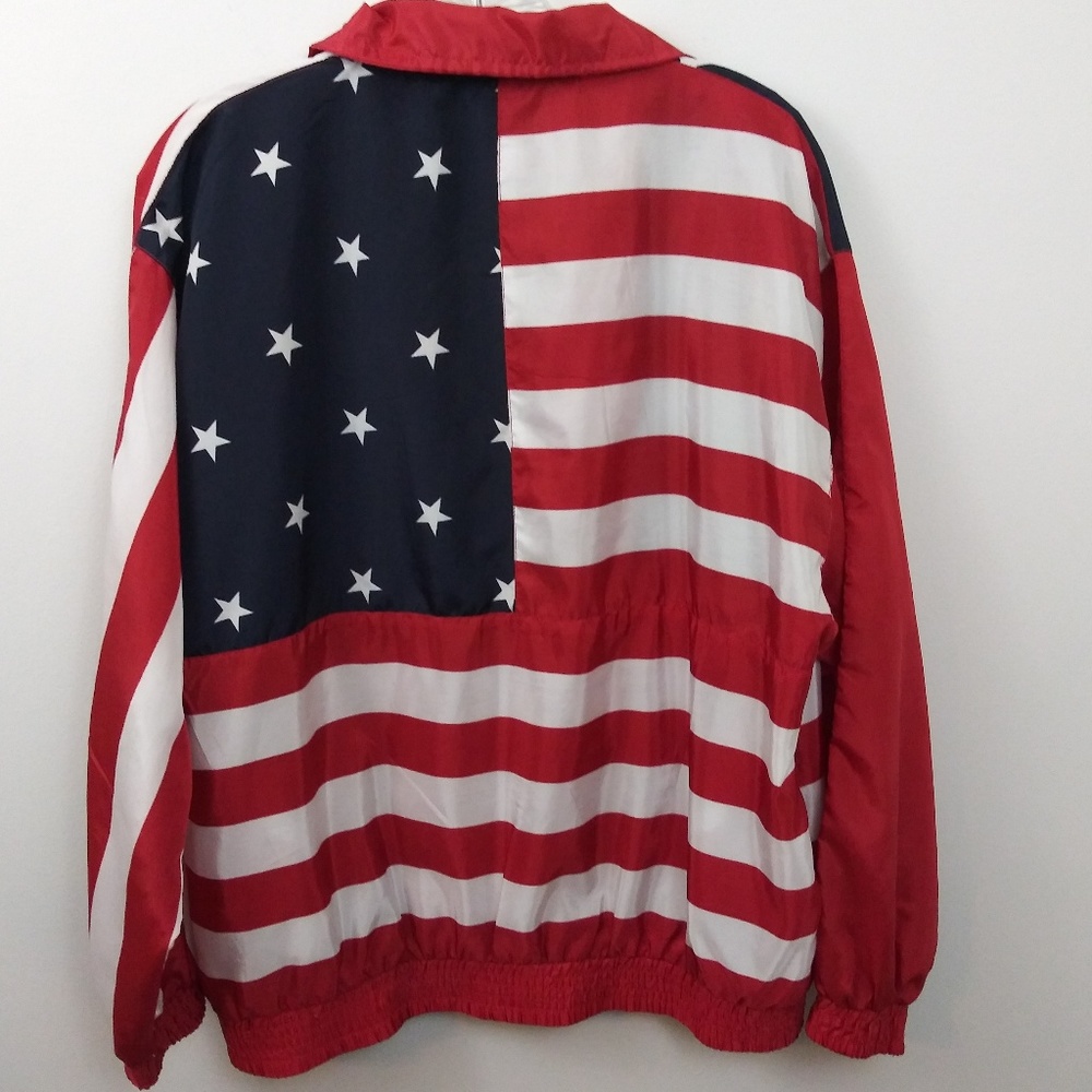 VTG USA Flag Windbreaker bomber Jacket RWB size M